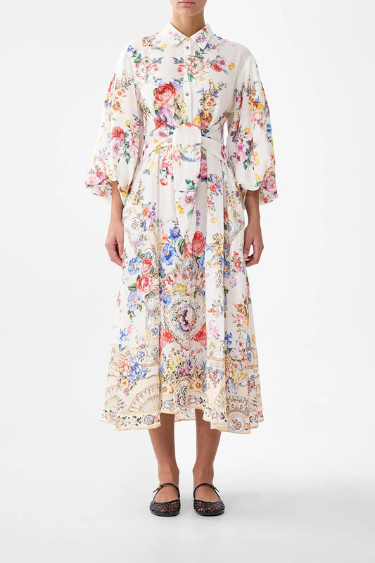 Young Ideas/Henmores - I Left My Heart In Granada Bubble Sleeve Dress - White Multi - XS