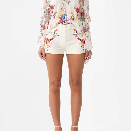Young Ideas/Henmores - I Left My Heart In Granada Silk Ruffle Blouse - White Multi - XS