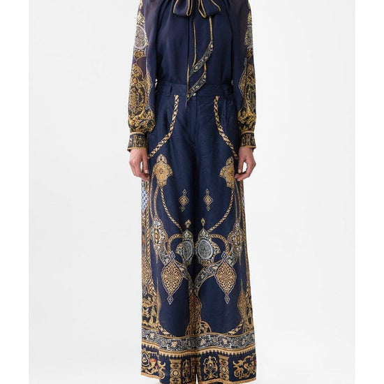 Young Ideas/Henmores - Imperial Gate Detachable Pussy Bow Blouse - Navy Gold - XS