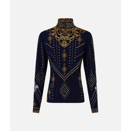 Young Ideas/Henmores - Imperial Gate Jersey Turtleneck - Navy Gold - XS