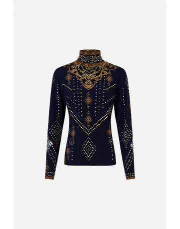 Young Ideas/Henmores - Imperial Gate Jersey Turtleneck - Navy Gold - XS