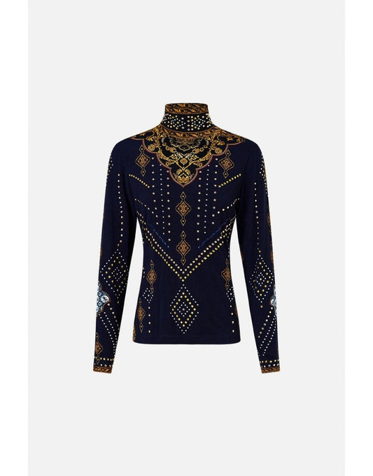 Young Ideas/Henmores - Imperial Gate Jersey Turtleneck - Navy Gold - XS