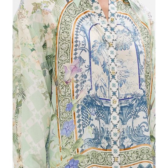 Young Ideas/Henmores - Jardim Party Long Line Shirt - Green Multi - S