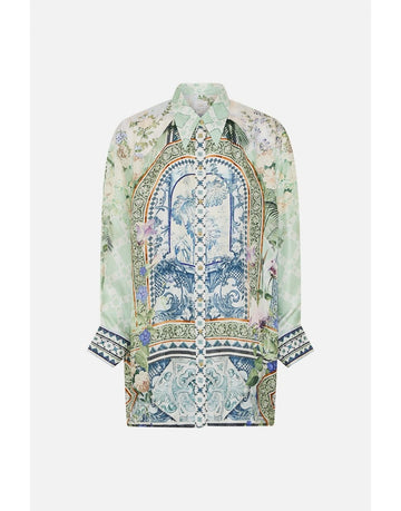 Young Ideas/Henmores - Jardim Party Long Line Shirt - Green Multi - S