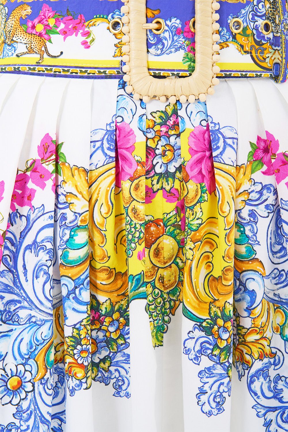 Young Ideas/Henmores - Milla In Sevilla Belted Midi Skirt - White Multi - XS
