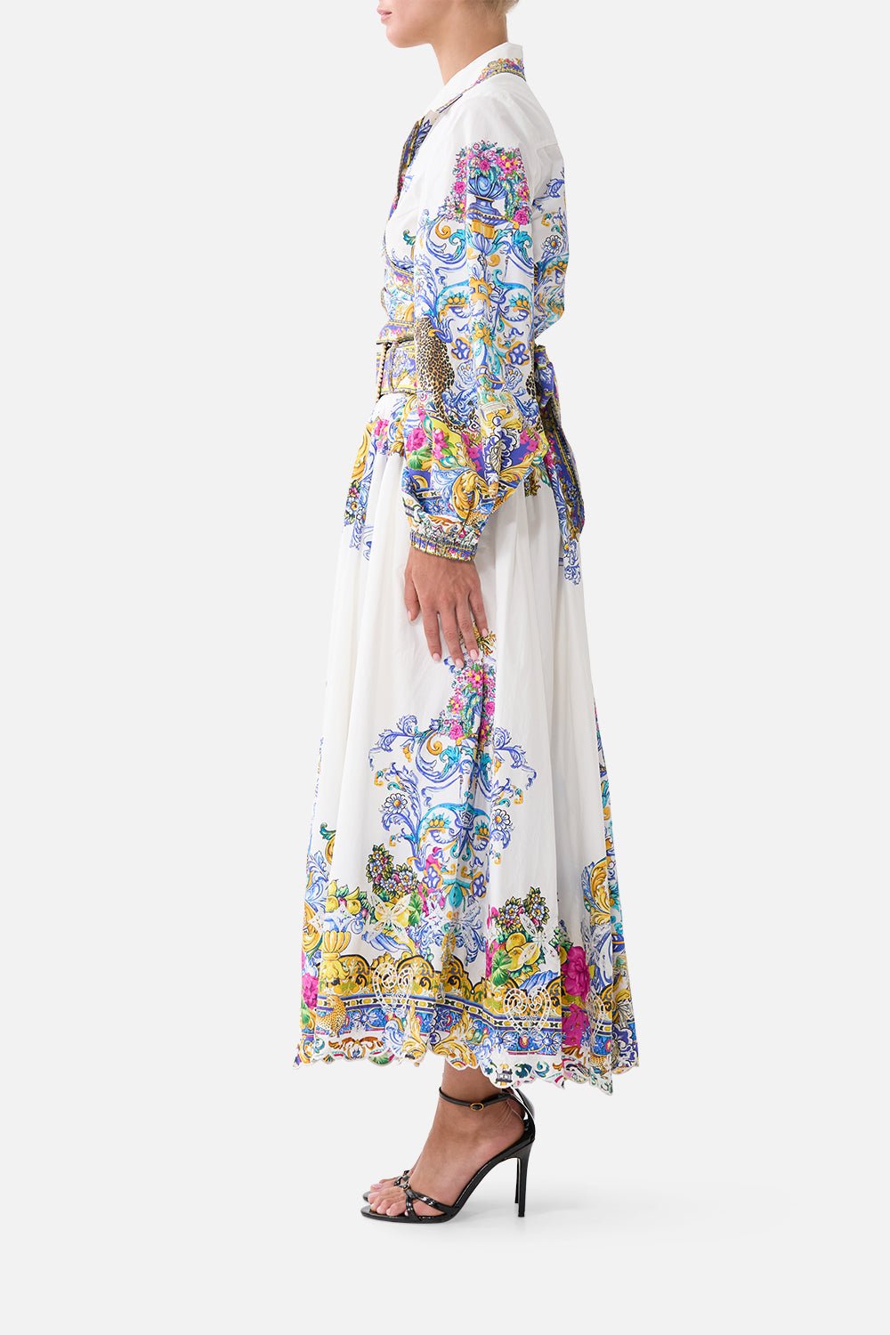 Young Ideas/Henmores - Milla In Sevilla Belted Midi Skirt - White Multi - XS