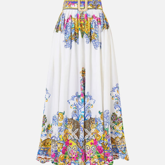 Young Ideas/Henmores - Milla In Sevilla Belted Midi Skirt - White Multi - XS