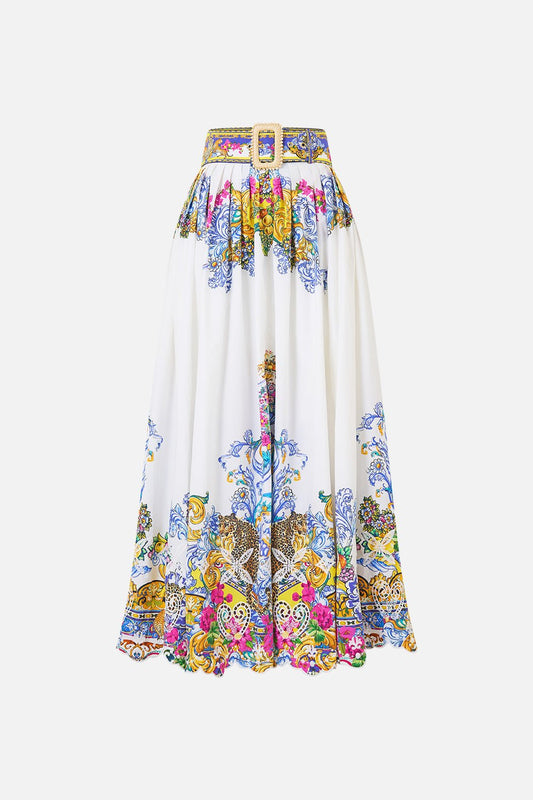 Young Ideas/Henmores - Milla In Sevilla Belted Midi Skirt - White Multi - XS