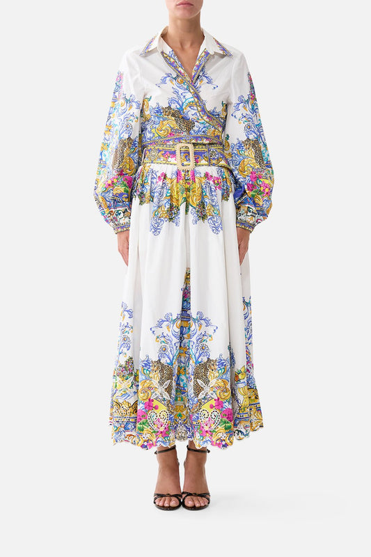Young Ideas/Henmores - Milla In Sevilla Belted Midi Skirt - White Multi - XS