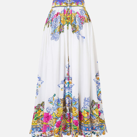 Young Ideas/Henmores - Milla In Sevilla Belted Midi Skirt - White Multi - XS