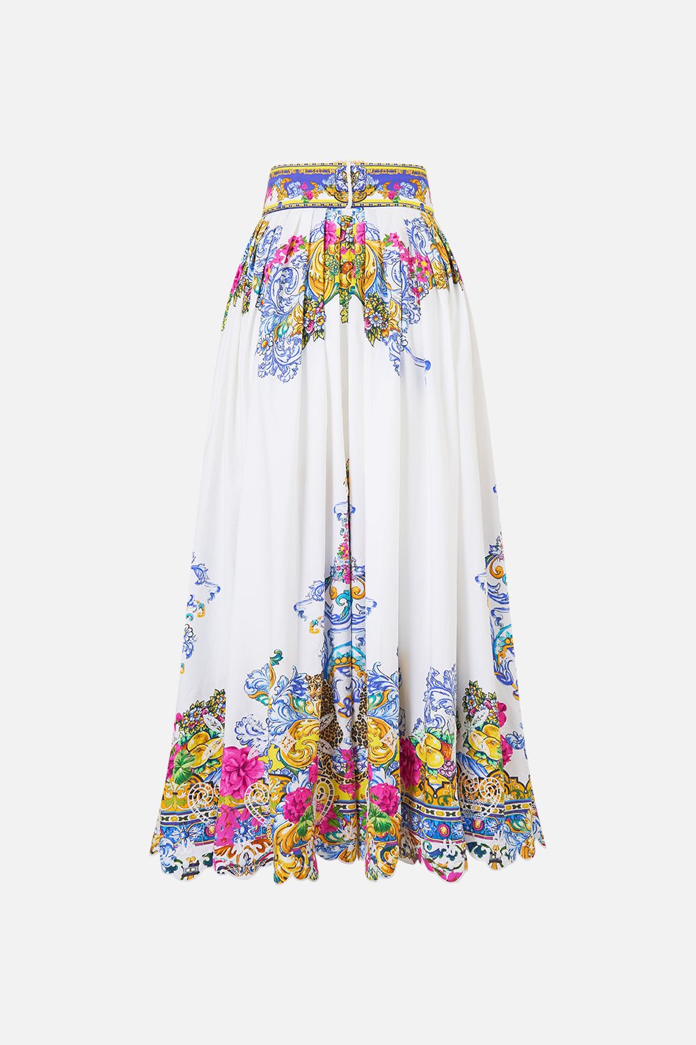 Young Ideas/Henmores - Milla In Sevilla Belted Midi Skirt - White Multi - XS