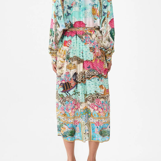 Young Ideas/Henmores - Miniature Moments Button Through Silk Dress - Blue/Pink - S/M