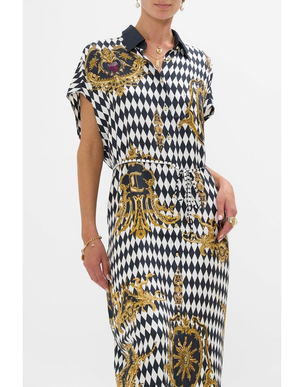 Young Ideas/Henmores - Monarchy Mania Sleeveless Shirt Dress - Black/White - M/L