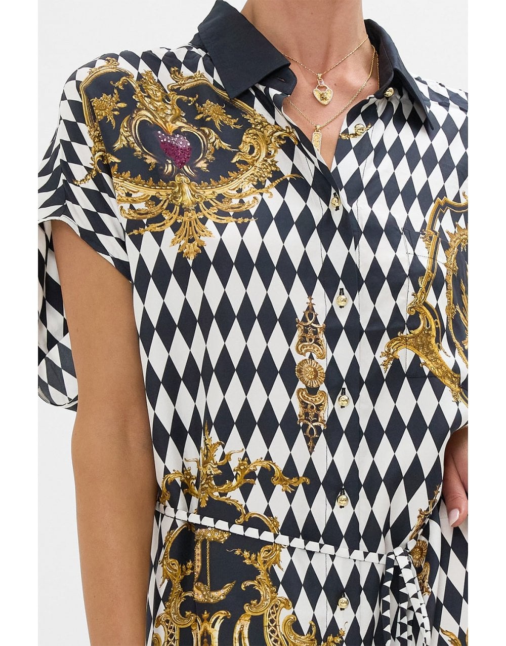 Young Ideas/Henmores - Monarchy Mania Sleeveless Shirt Dress - Black/White - M/L