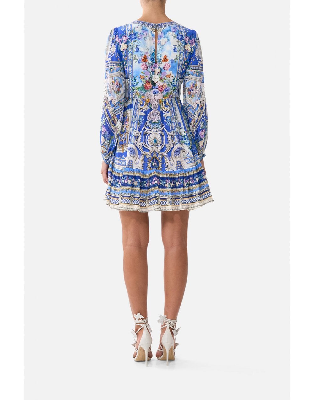 Young Ideas/Henmores - Ottoman Opulence Tie Front Silk Mini Dress - Blue - XS