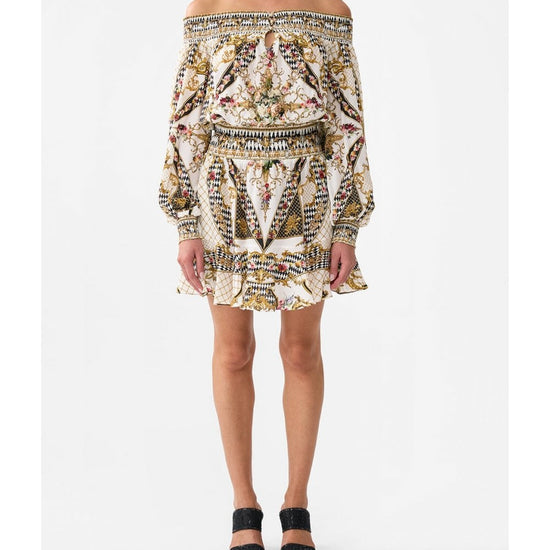 Young Ideas/Henmores - Rococo Glow Off Shoulder Short Dress - White Multi - S