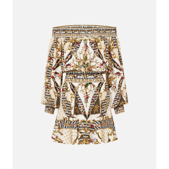 Young Ideas/Henmores - Rococo Glow Off Shoulder Short Dress - White Multi - S