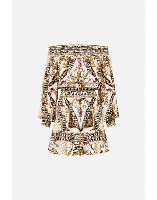 Young Ideas/Henmores - Rococo Glow Off Shoulder Short Dress - White Multi - S