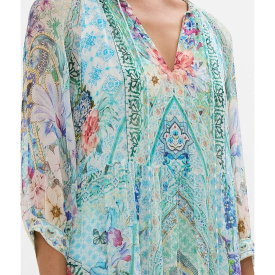 Young Ideas/Henmores - Sunrise in Sintra Gathered Panel Dress - Blue Multi - M