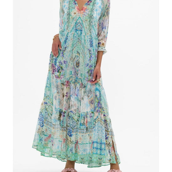 Young Ideas/Henmores - Sunrise in Sintra Gathered Panel Dress - Blue Multi - M