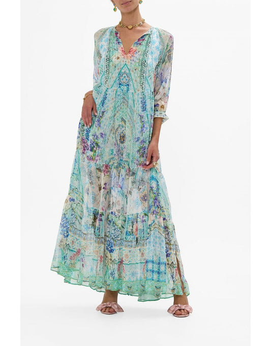 Young Ideas/Henmores - Sunrise in Sintra Gathered Panel Dress - Blue Multi - M