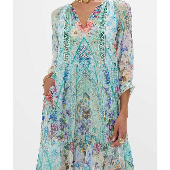 Young Ideas/Henmores - Sunrise in Sintra Gathered Panel Dress - Blue Multi - M