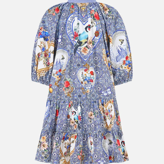 Young Ideas/Henmores - The Pottery Parlour Puff Sleeve Shirt Dress - Blue - XS