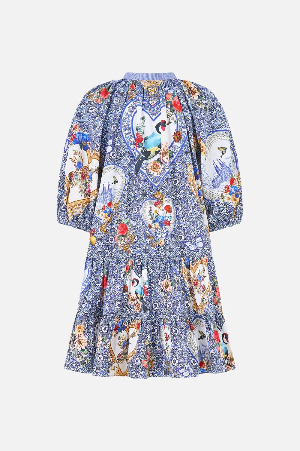 Young Ideas/Henmores - The Pottery Parlour Puff Sleeve Shirt Dress - Blue - XS
