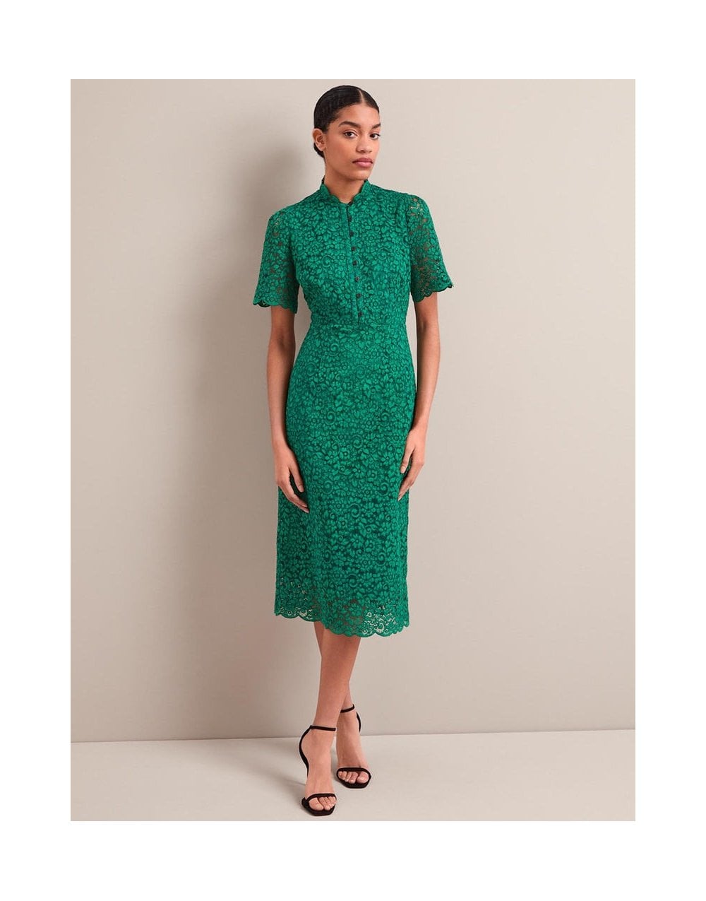 Young Ideas/Henmores - Jessica Lace Midi Dress - Emerald Green - 8