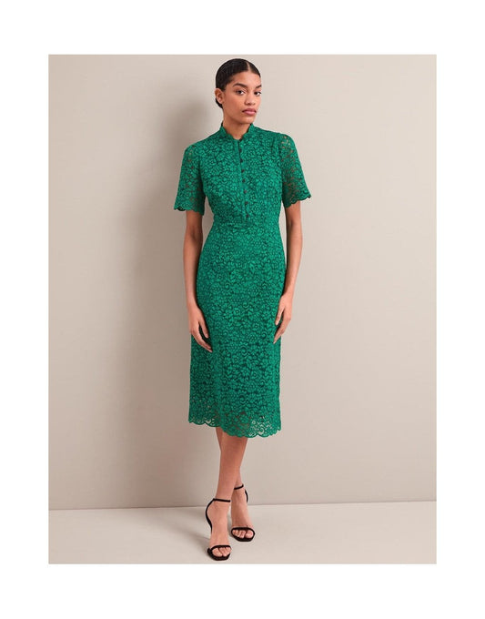 Young Ideas/Henmores - Jessica Lace Midi Dress - Emerald Green - 8