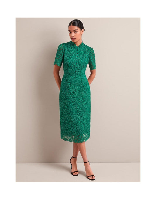 Young Ideas/Henmores - Jessica Lace Midi Dress - Emerald Green - 8