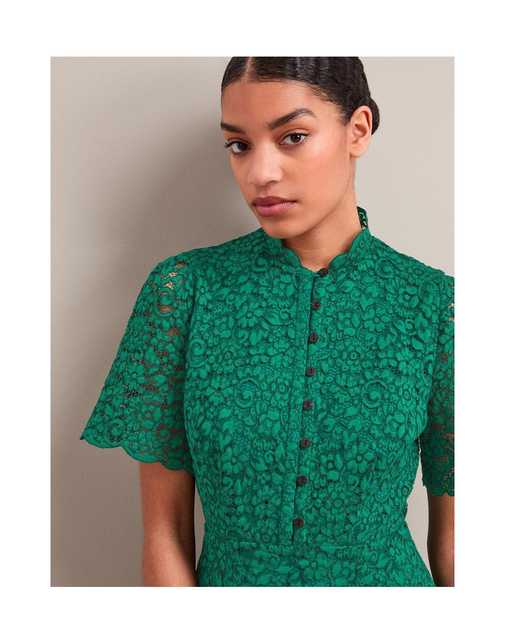 Young Ideas/Henmores - Jessica Lace Midi Dress - Emerald Green - 8