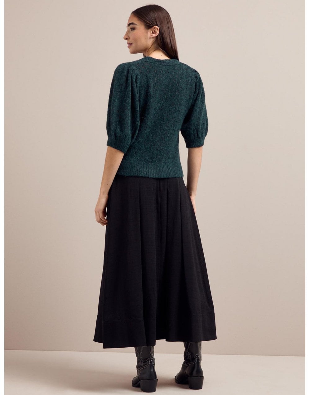 Young Ideas/Henmores - Jolie Alpaca Blend Puff Sleeve Jumper - Green - XS