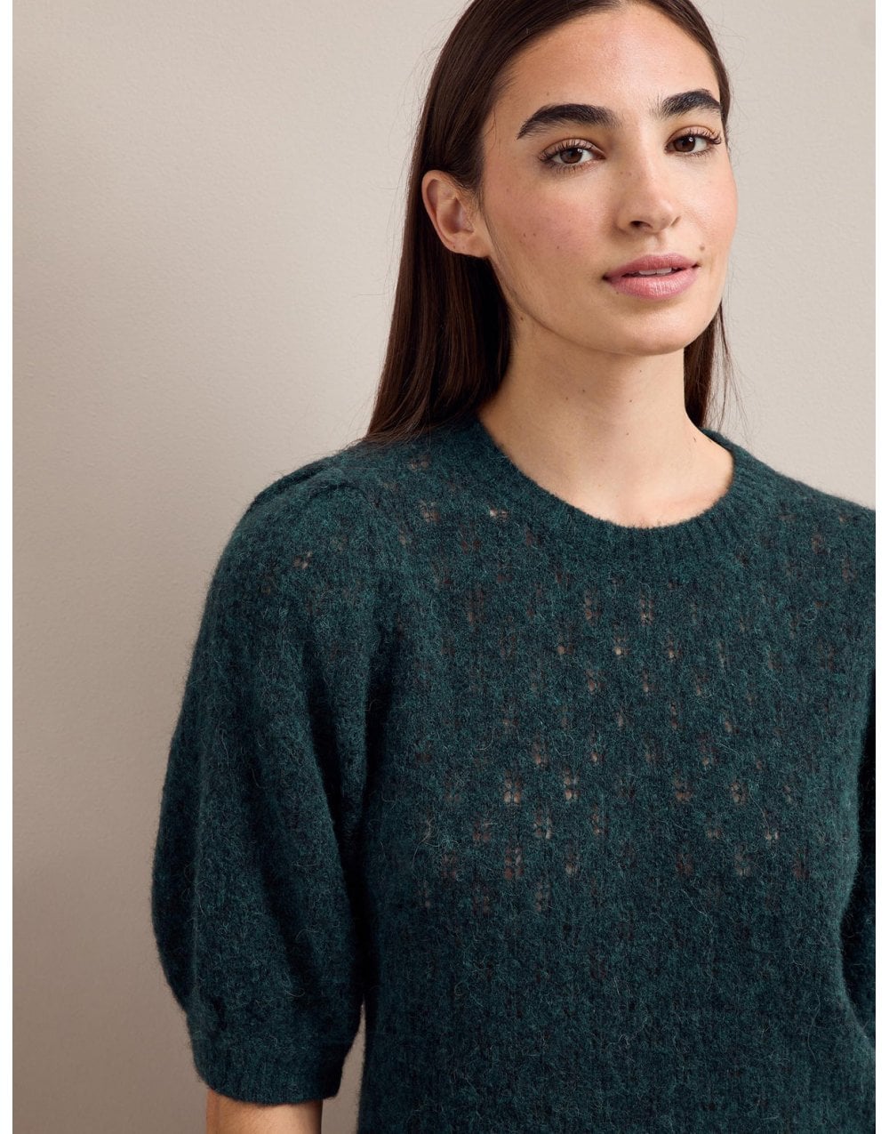 Young Ideas/Henmores - Jolie Alpaca Blend Puff Sleeve Jumper - Green - XS