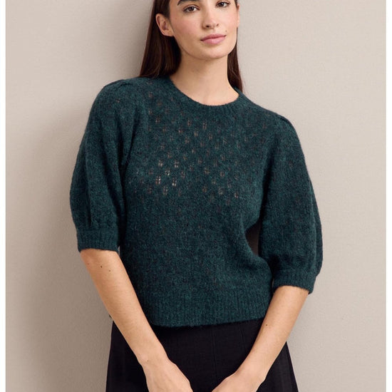 Young Ideas/Henmores - Jolie Alpaca Blend Puff Sleeve Jumper - Green - XS