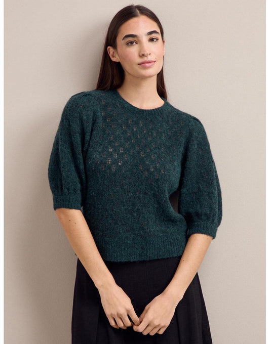Young Ideas/Henmores - Jolie Alpaca Blend Puff Sleeve Jumper - Green - XS