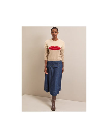 Young Ideas/Henmores - Lainey Cashmere Lips Jumper - Cream - XS