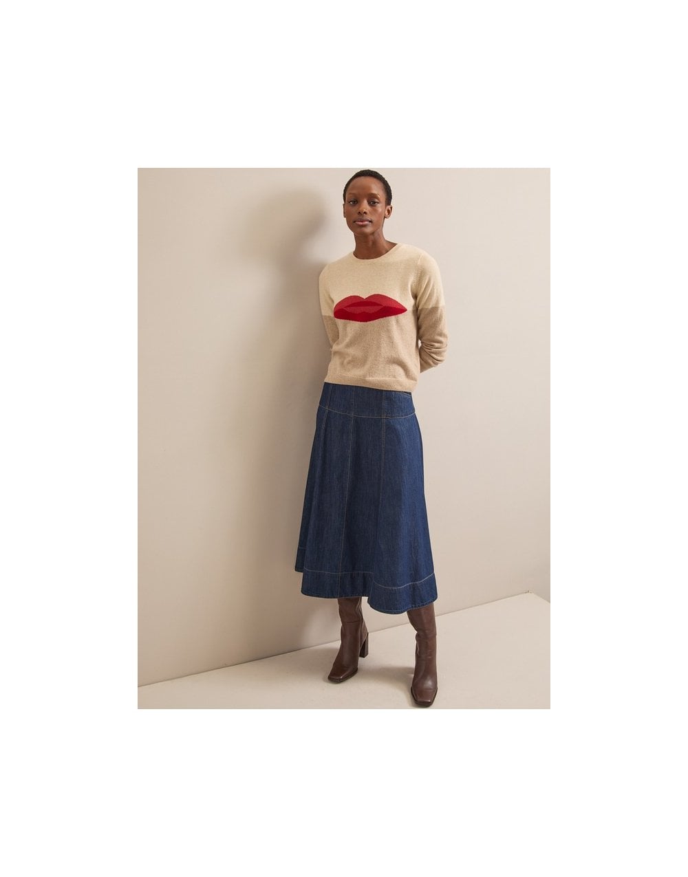 Young Ideas/Henmores - Lainey Cashmere Lips Jumper - Cream - XS