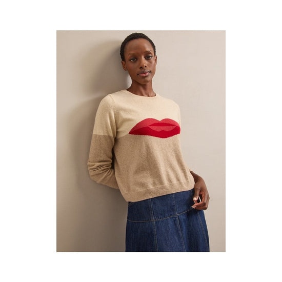 Young Ideas/Henmores - Lainey Cashmere Lips Jumper - Cream - XS
