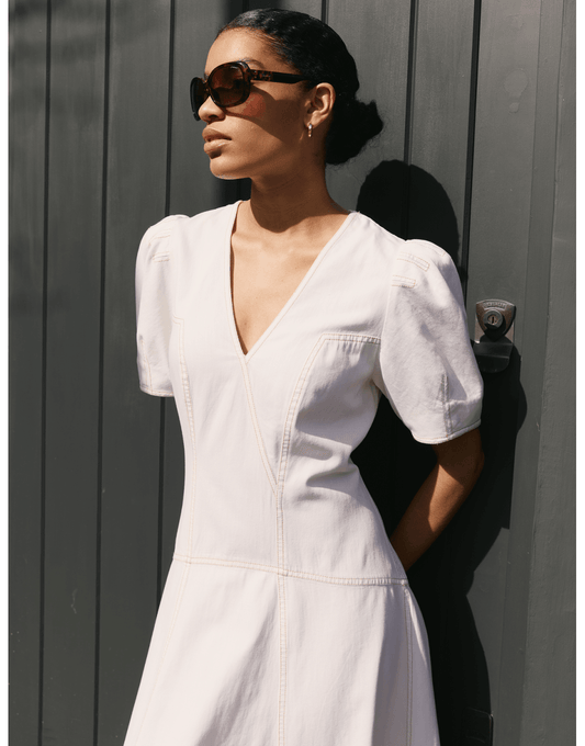 Young Ideas/Henmores - Robin Denim Midi Dress - White - 8