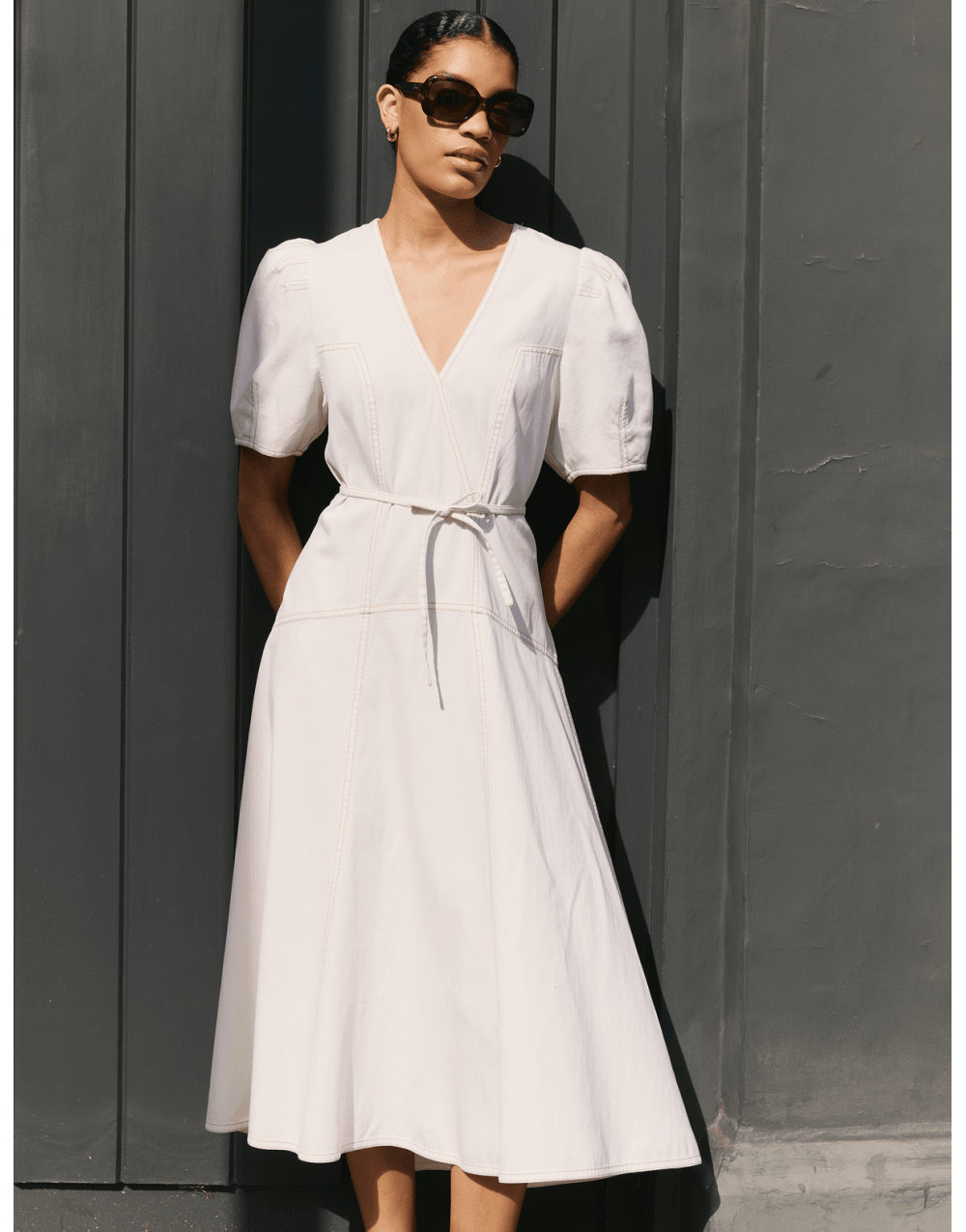 Young Ideas/Henmores - Robin Denim Midi Dress - White - 8