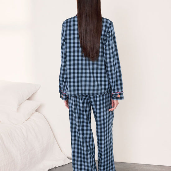 Young Ideas & Henmores -Brushed Cotton Dragon Long Pyjama Set -Navy -8