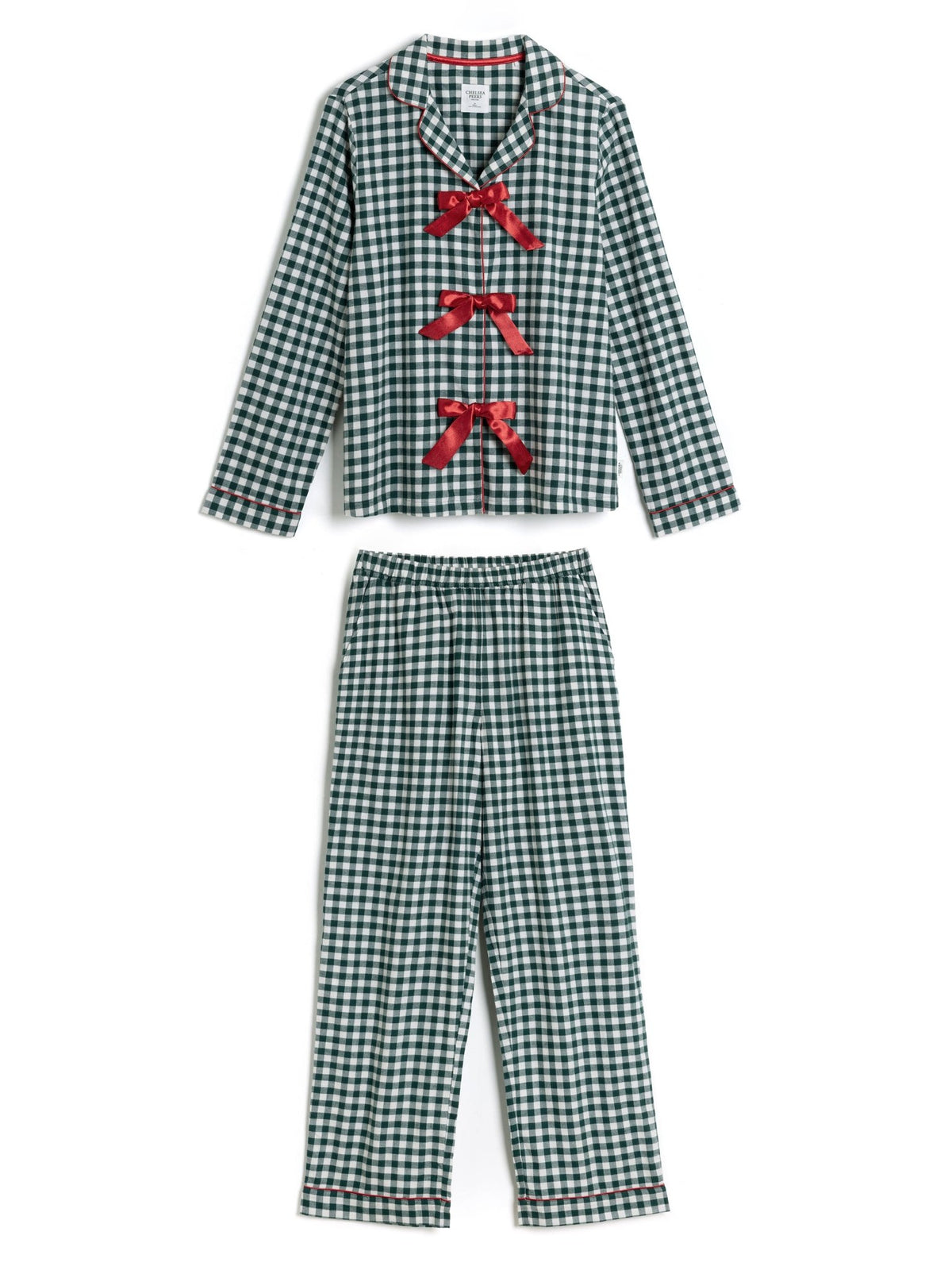 Young Ideas & Henmores -Brushed Cotton Gingham Long Pyjama Set -Green/White -8
