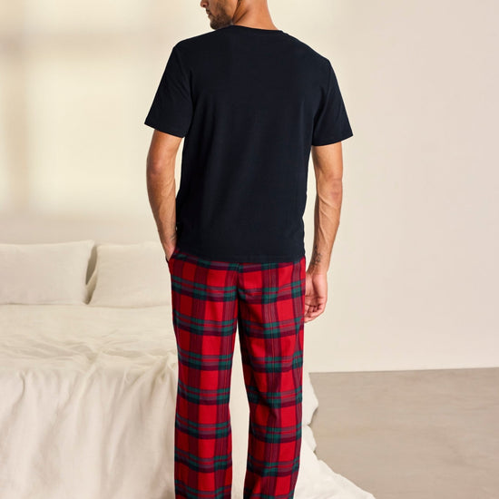 Young Ideas & Henmores -Cotton Check Long Crew PJ Set -Red -M
