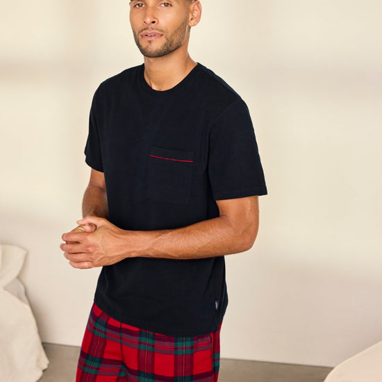 Young Ideas & Henmores -Cotton Check Long Crew PJ Set -Red -M