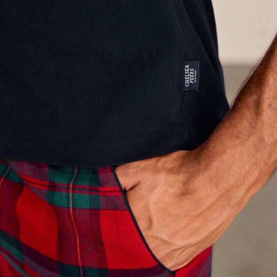 Young Ideas & Henmores -Cotton Check Long Crew PJ Set -Red -M