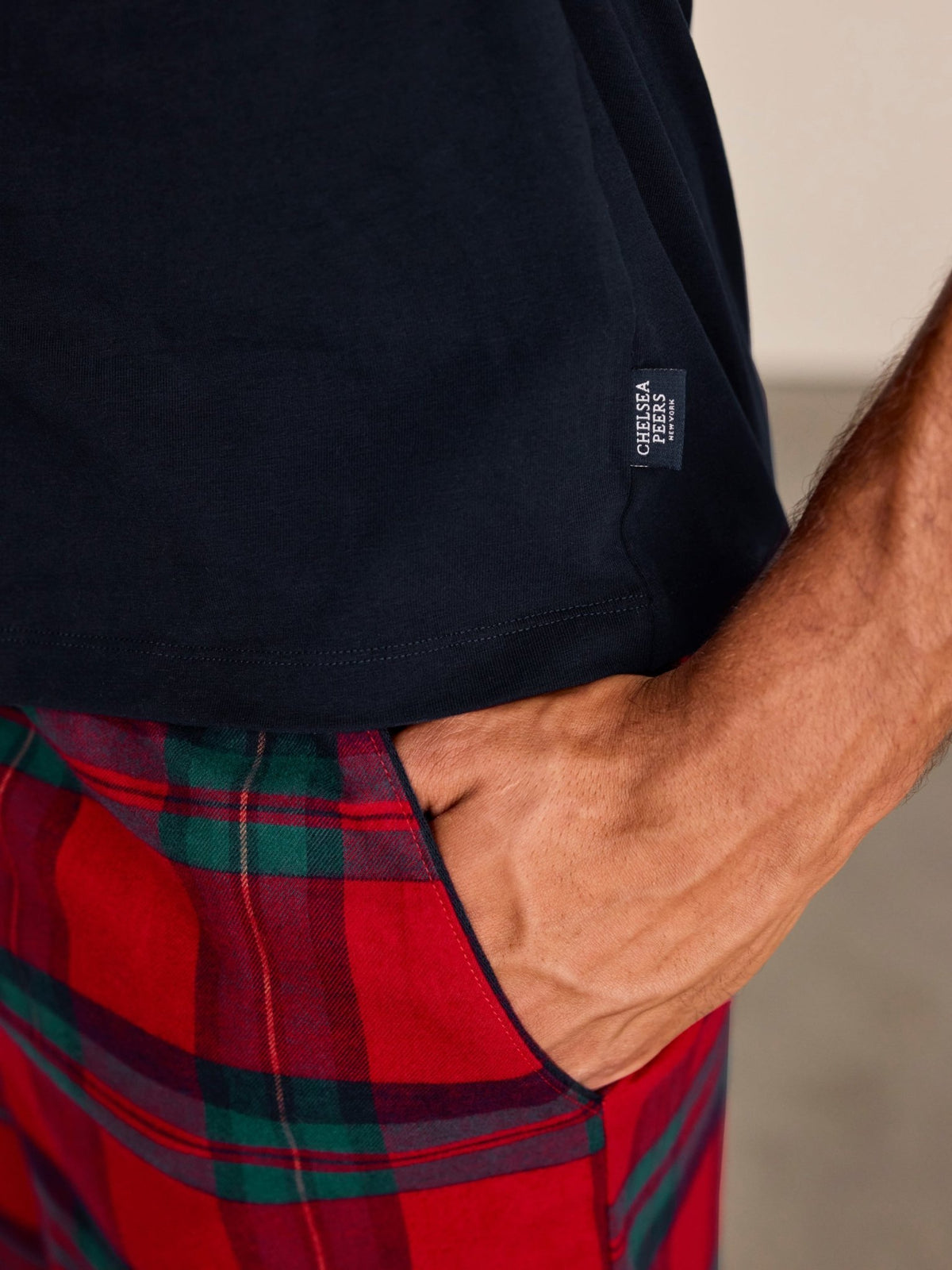 Young Ideas & Henmores -Cotton Check Long Crew PJ Set -Red -M