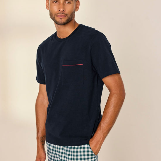 Young Ideas & Henmores -Cotton Gingham Long Crew PJ Set -Green/Navy -M