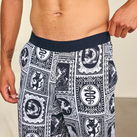 Young Ideas & Henmores -Cotton Jersey Frames Pyjama Bottoms -Off White Multi -M