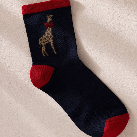Young Ideas & Henmores -Festive Giraffes Bauble Socks -Navy -OS